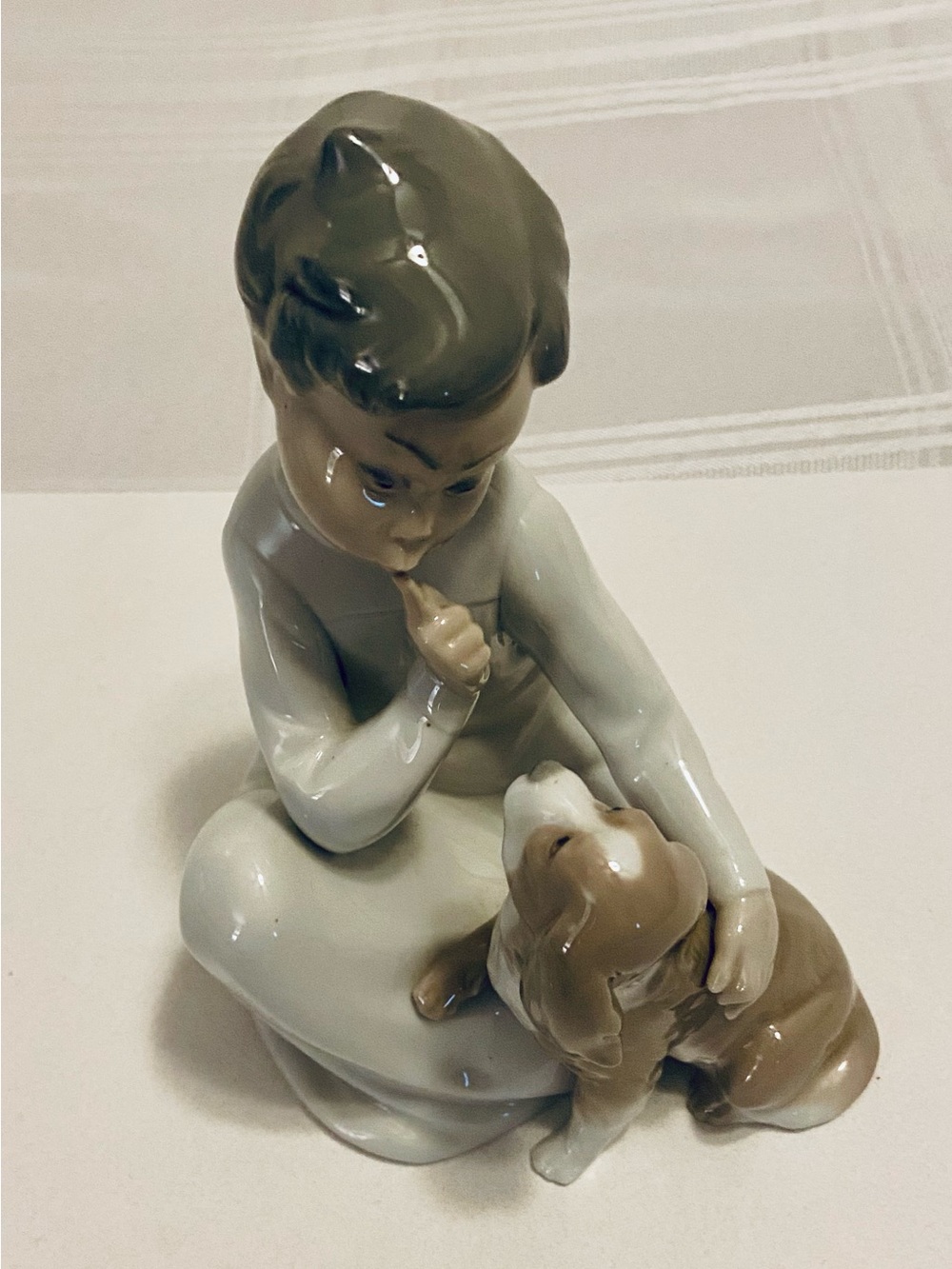 LLADRO Boy & Dog Sculpture. No box, Excellent Condition